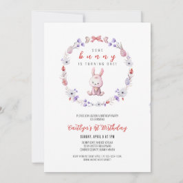 うさぎさんが1歳になるよ！ 春の1歳誕生日 招待状