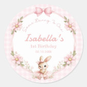 うさぎさんが1歳になる お誕生日 ラウンドシール (正面)