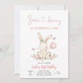 うさぎさんの1歳の誕生日パーティー招待状 招待状 (正面)