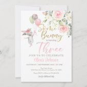 うさぎさん、3さいのおたんじょうび!ご招待状 招待状 (正面)