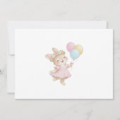 うさぎちゃん ピンク1歳の誕生日フォト サンキューカード (裏面)