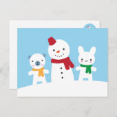 うさぎとクマの雪の日 ポストカード (正面/裏面)
