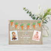うさぎとニンジン イースター 誕生日パーティー 写真 招待状 (スタンド正面)
