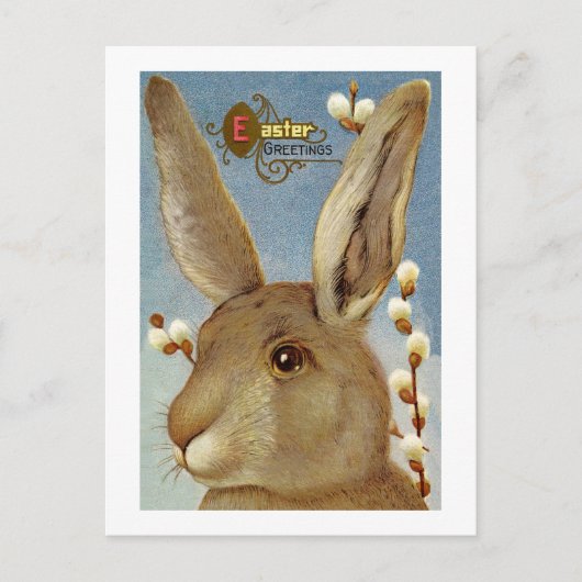 うさぎとヤナギの枝 シーズンポストカード (正面)