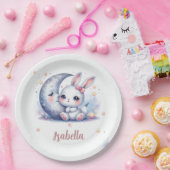 うさぎと月の誕生日 ペーパープレート (パーティー)
