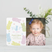 うさぎと蝶のホップオーバー 1歳誕生日 招待状 (スタンド正面)