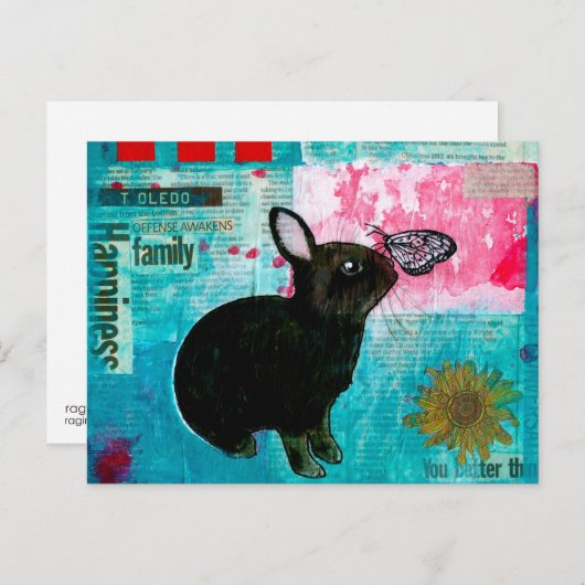 うさぎと蝶 ポストカード (正面/裏面)