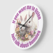 うさぎについて話すおもしろい ラージ壁時計 (傾斜)