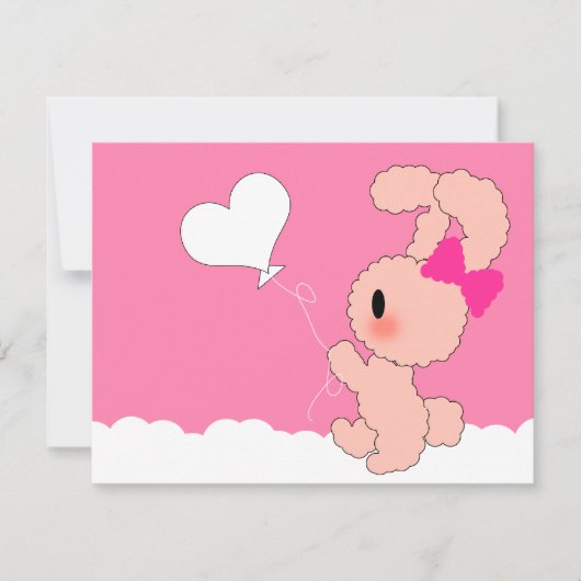 うさぎのかわいい4歳の誕生日の招待 招待状 (正面)