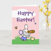 うさぎのイースターカード カード (黄色い花)