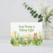 うさぎのイースター 卵 パーティー招待状 シーズンポストカード (スタンド正面)
