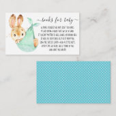 うさぎのキュートな男の子の本の出産祝いリクエスト エンクロージャーカード (正面/裏面)