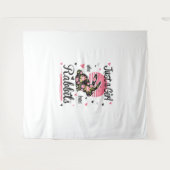 うさぎのシャツ。ウサギを愛する女の子 タペストリー (正面(横))