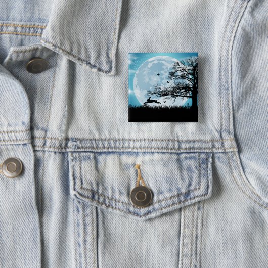 うさぎのシルエットが描かれた神秘的な月 缶バッジ (インサイチュ)