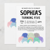 うさぎのスクイッシュマロ 誕生日パーティー 招待状 (正面/裏面)