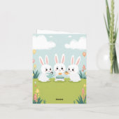 うさぎのティーパーティー感謝カード | かわいいウサギの女の子たち カード (裏面)