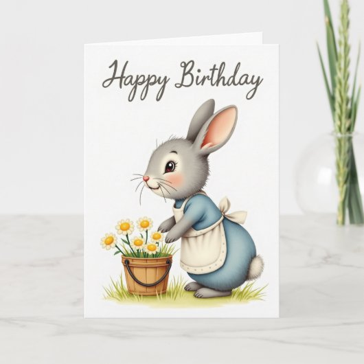 うさぎのデイジー誕生日カード カード (正面)