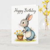 うさぎのデイジー誕生日カード カード (黄色い花)