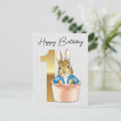 うさぎのピーター 誕生日おめでとう1歳 ポストカード (スタンド正面)