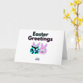 うさぎのフワフワ 横型 標準 グリーティングカード (黄色い花)