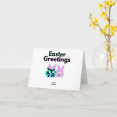 うさぎのフワフワ 横 小さなグリーティングカード カード (黄色い花)