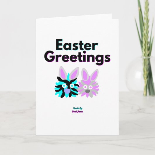 うさぎのフワフワ 縦型スタンダード グリーティングカード (正面)