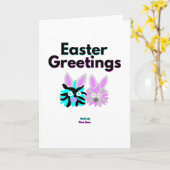 うさぎのフワフワ 縦型スタンダード グリーティングカード (黄色い花)