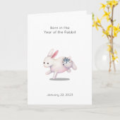 うさぎのベビー誕生発表 カード (黄色い花)