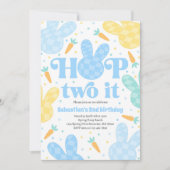 うさぎのホップツーイット 2歳の誕生日 男の子 うさぎパーティー 招待状 (正面)