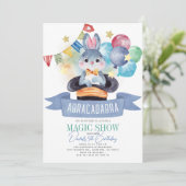 うさぎのマジシャン・マジックショー・ボーイ誕生日 招待状 (スタンド正面)