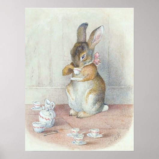 うさぎのミス・バニー　お茶の時間の保育園壁画 ポスター (正面)