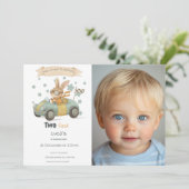 うさぎのレースカー 2歳の誕生日 招待状 (スタンド正面)