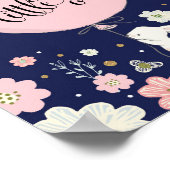 うさぎの保育園の装飾 ラビット ドリーム ビッグ ネイビー ピンク ポスター (角)