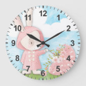 うさぎの傘と花 ラージ壁時計 (正面)