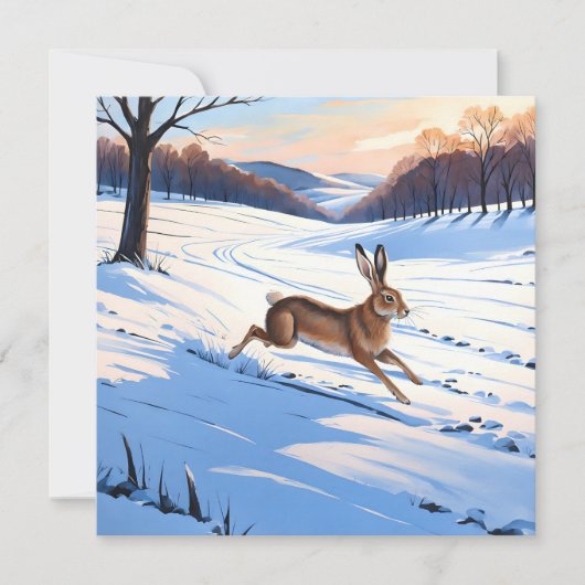 うさぎの優雅な跳躍 : 冬の喜びに満ちて シーズンカード (正面)
