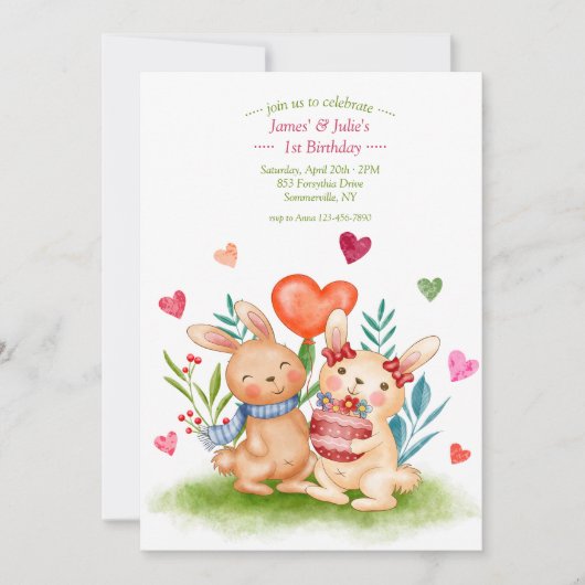 うさぎの兄弟 招待状 (正面)