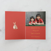 うさぎの写真のホリデーカードの月の新年 シーズンカード (内部)