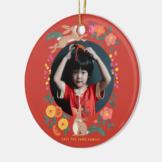 うさぎの写真の旧正月 セラミックオーナメント (左)