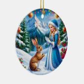 うさぎの冬の森の風景に登場する雪の少女 セラミックオーナメント (右)