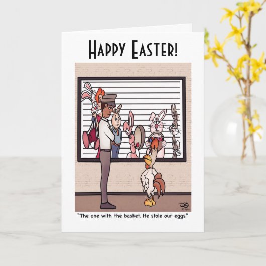 うさぎの列のグリーティングカード カード (黄色い花)