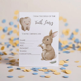 うさぎの初めての歯の妖精証明書