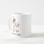うさぎの卒業記念パーソナライズド コーヒーマグカップ (正面左)