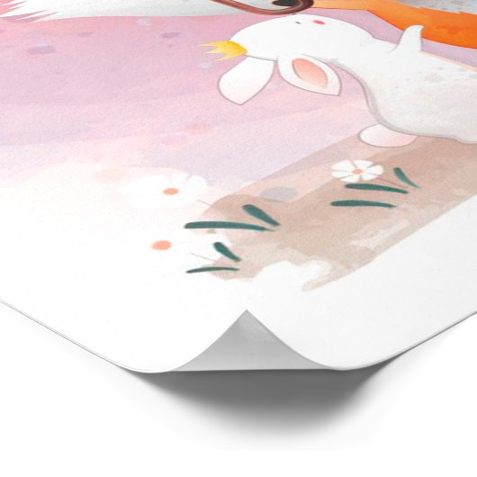 うさぎの可愛いキツネ|うさぎ恋人への贈り物 ポスター (角)