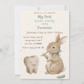 うさぎの坊やの最初の歯のパーティー招待状 招待状 (正面)