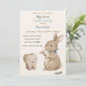 うさぎの坊やの最初の歯のパーティー招待状 招待状 (スタンド正面)