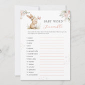 うさぎの女の子のベビーシャワー  単語スクランブルゲームカード 招待状 (正面)