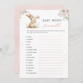 うさぎの女の子のベビーシャワー  単語スクランブルゲームカード 招待状 (正面/裏面)