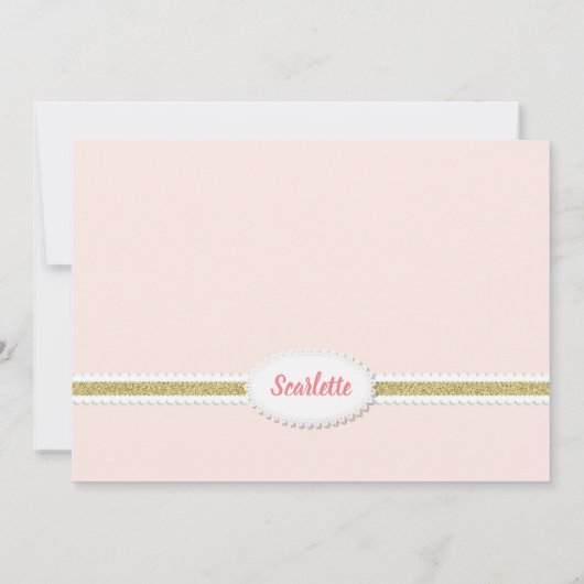 うさぎの女の子の2歳の誕生日写真招待ピンクゴールド 招待状 (裏面)