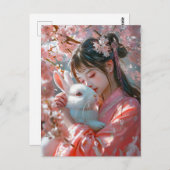 うさぎの女の子中国の〔占星術の〕十二宮図 ポストカード (正面/裏面)