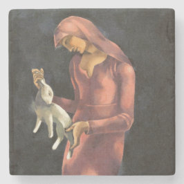 うさぎの女性 ストーンコースター